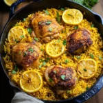 Irresistible One Pan Meyer Lemon Chicken with Golden Rice First Image