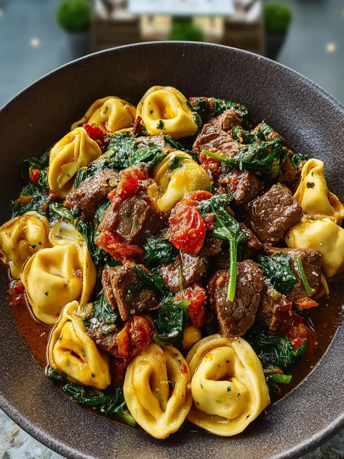 Garlic Butter Beef and Spinach Tortellini First Image