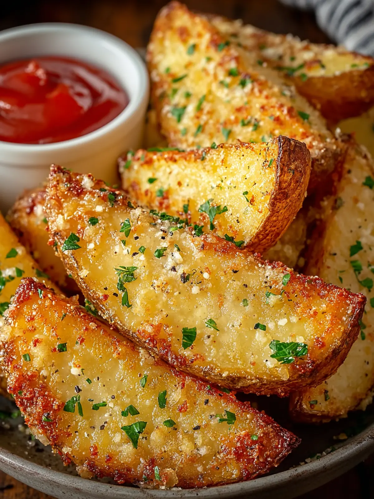 Irresistibly Crispy Garlic Parmesan Potato Wedges Recipe First Image