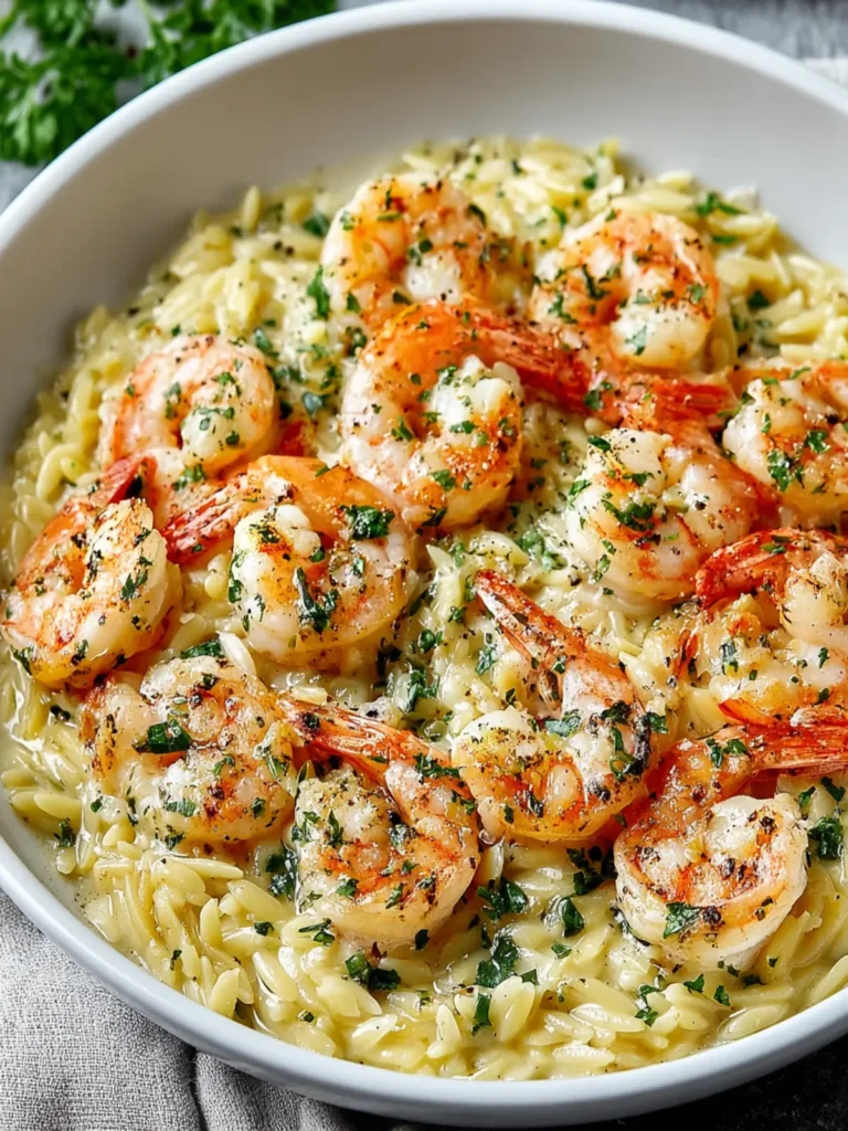 Savory Herb Butter Shrimp & Orzo Skillet Recipe First Image