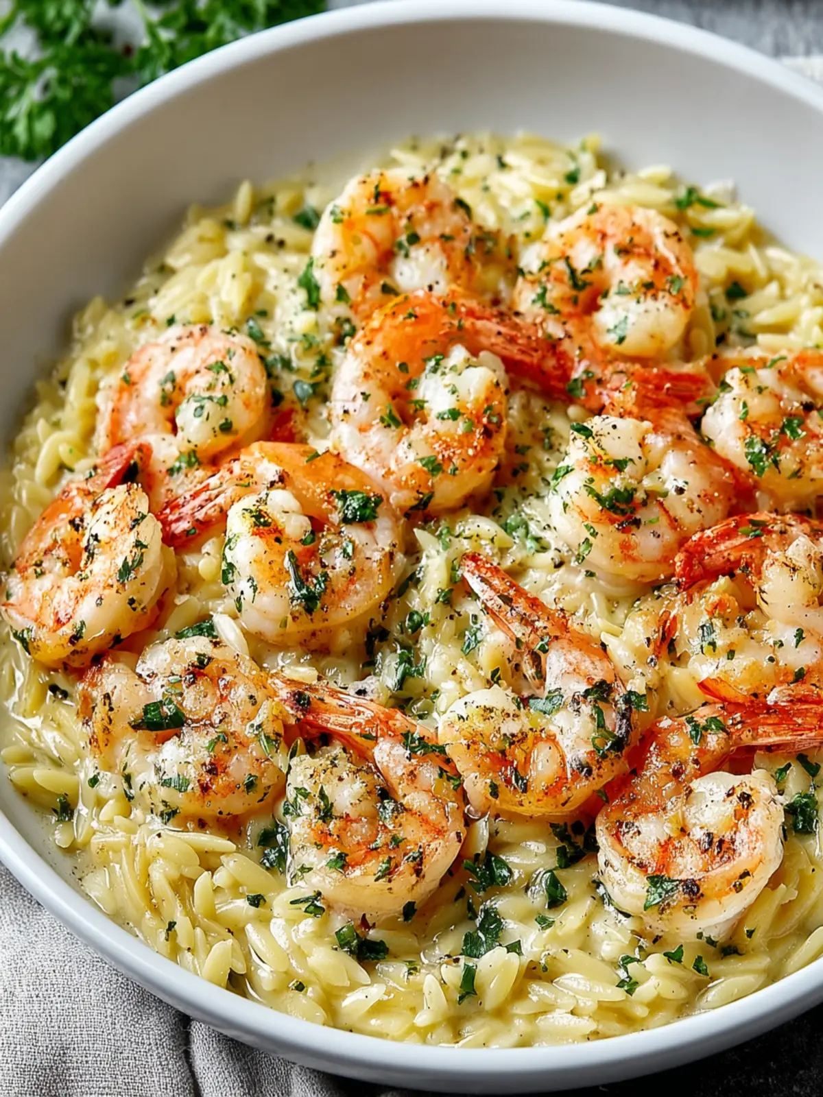 Savory Herb Butter Shrimp & Orzo Skillet Recipe First Image