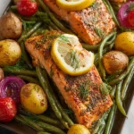 Easy Sheet Pan Salmon with Green Beans and Potatoes First Image