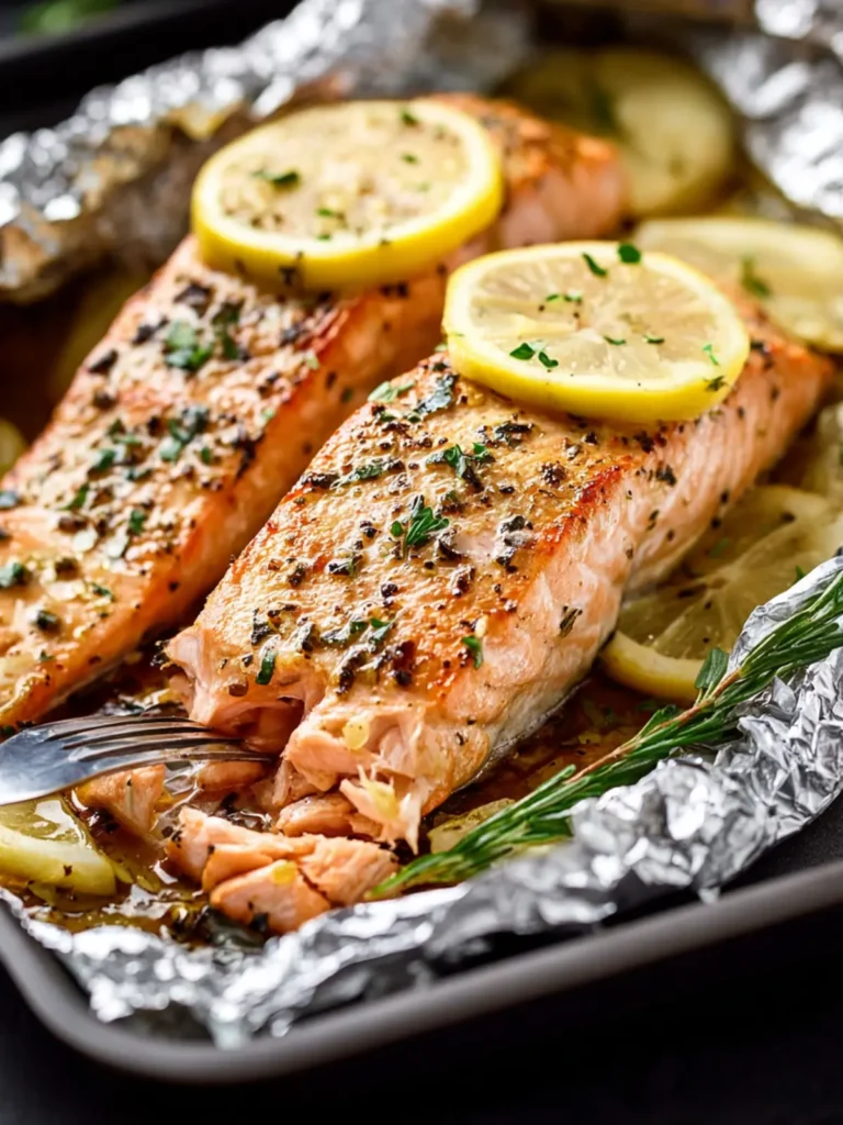 Irresistible Lemon Garlic Butter Baked Salmon in Foil First Image