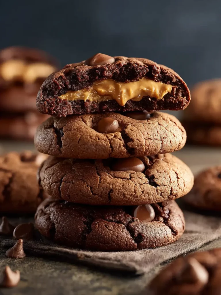 Chocolate Peanut Butter Stuffed Cookies First Image