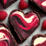 Decadent Heart Shaped Brownies with Raspberry Swirl First Image