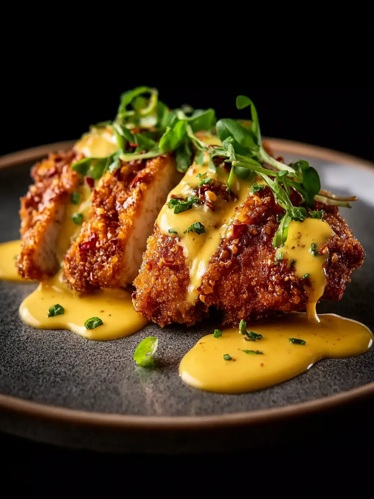 Pretzel Chicken with Mustard Cheddar Sauce First Image