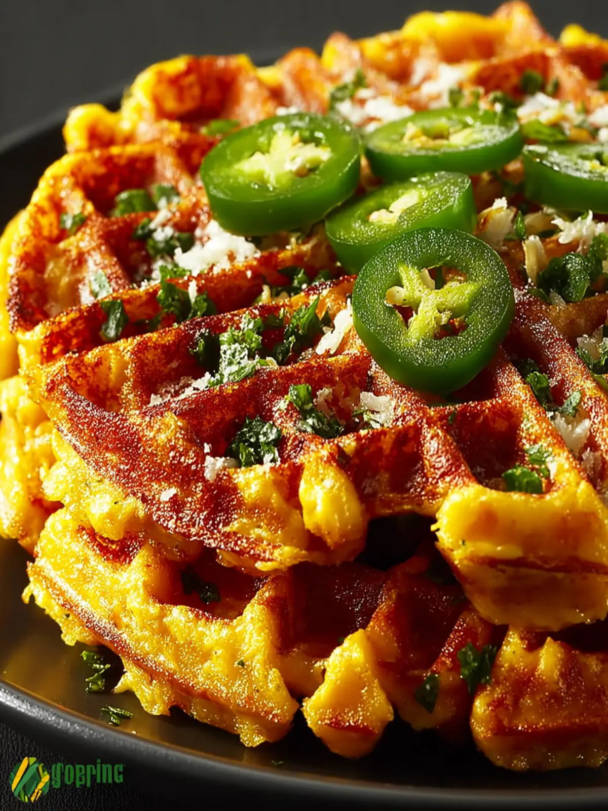 Spicy Cheddar Jalapeño Cornbread Waffles First Image