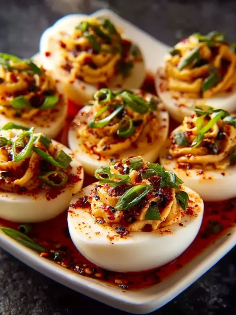 Spicy Chili Garlic Deviled Eggs First Image