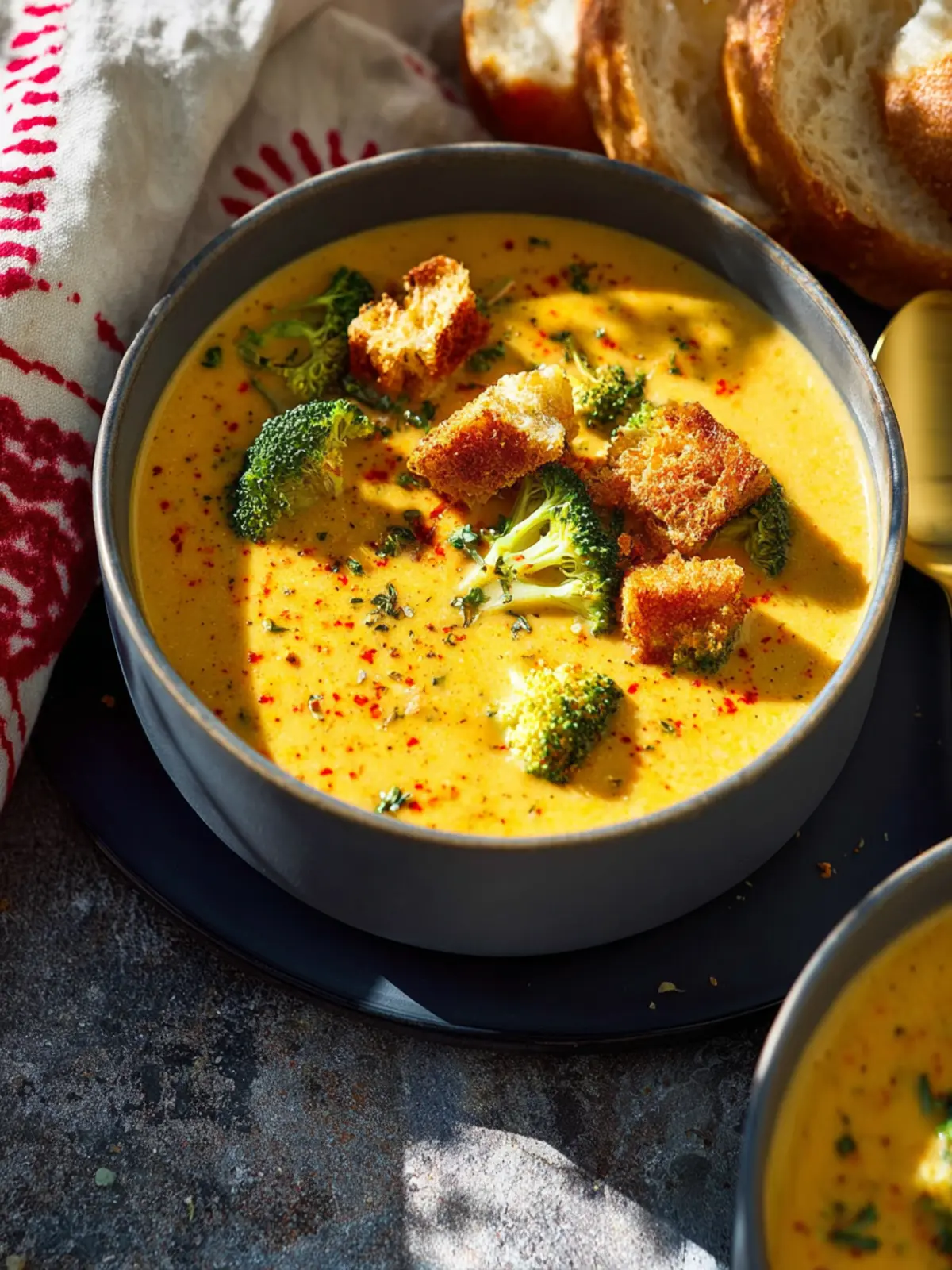 Healthier, High Protein Broccoli Cheddar Soup First Image