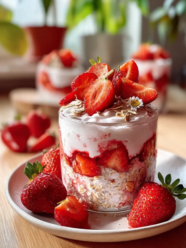 Indulge in Strawberries and Cream Overnight Oats Recipe First Image