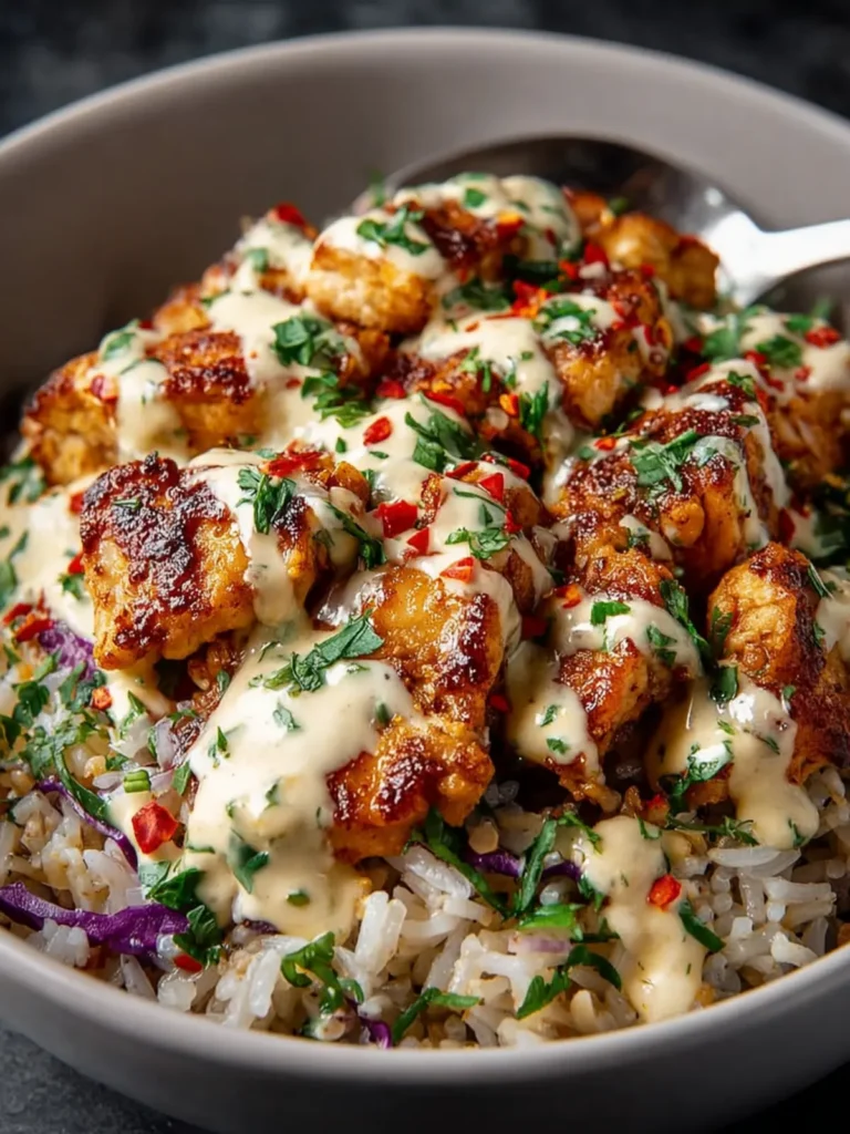 Spicy Chicken & Rice Bowl with Creamy Sauce – The Ultimate Comfort Bowl First Image