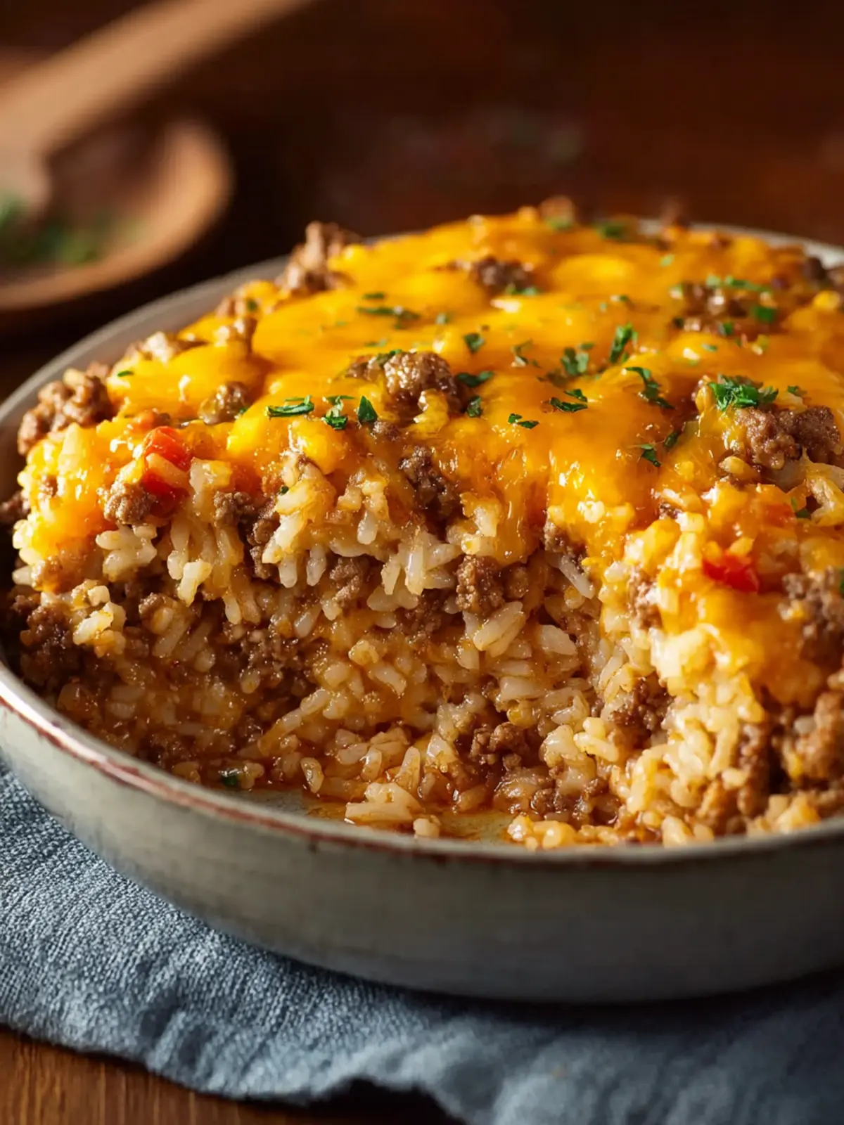Cheesy Ground Beef and Rice Casserole First Image