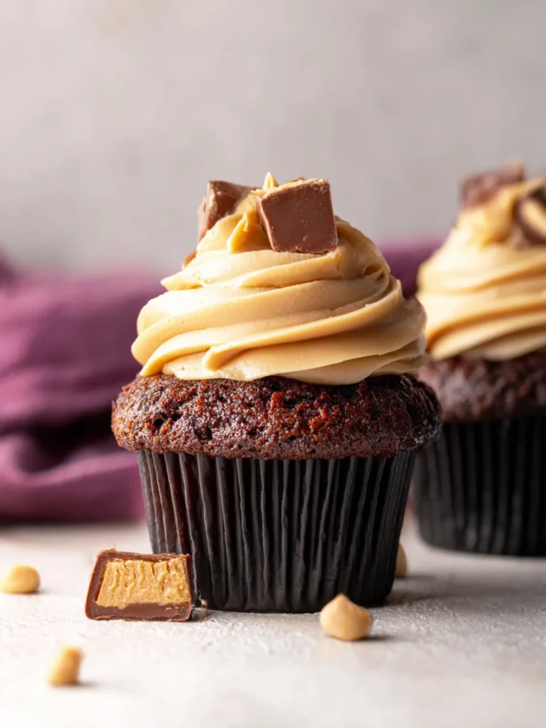 Chocolate Cupcakes with Peanut Butter Frosting First Image