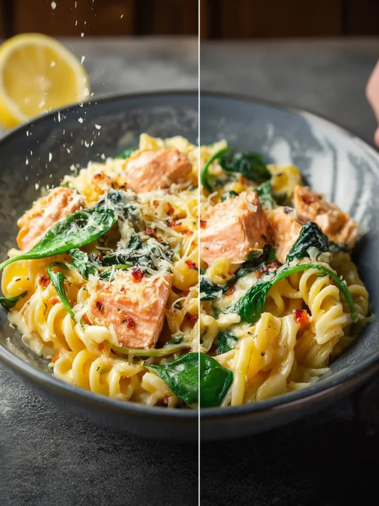 Easy Creamy Salmon Pasta with Spinach First Image